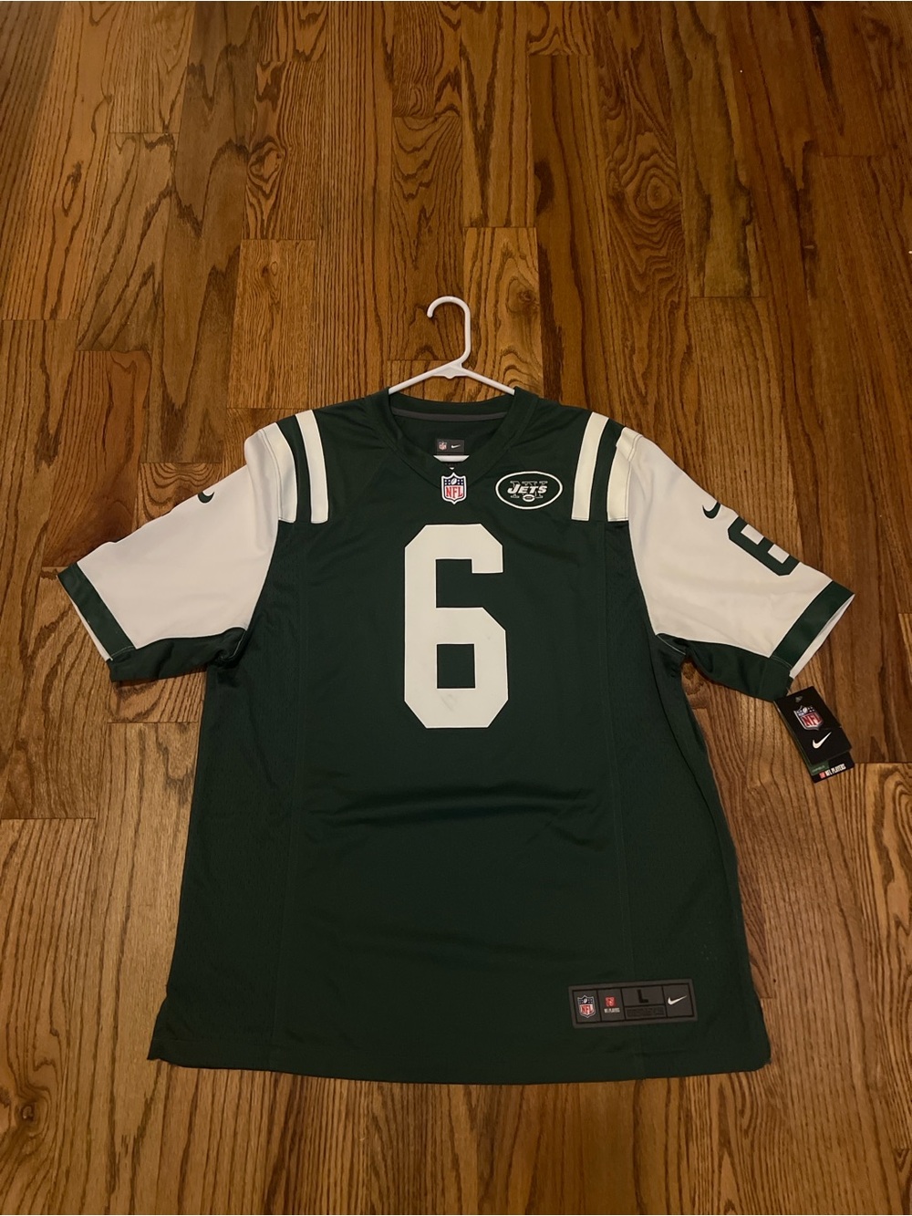 Nike Green and White Mark Sanchez #6 Football Jersey - Jets